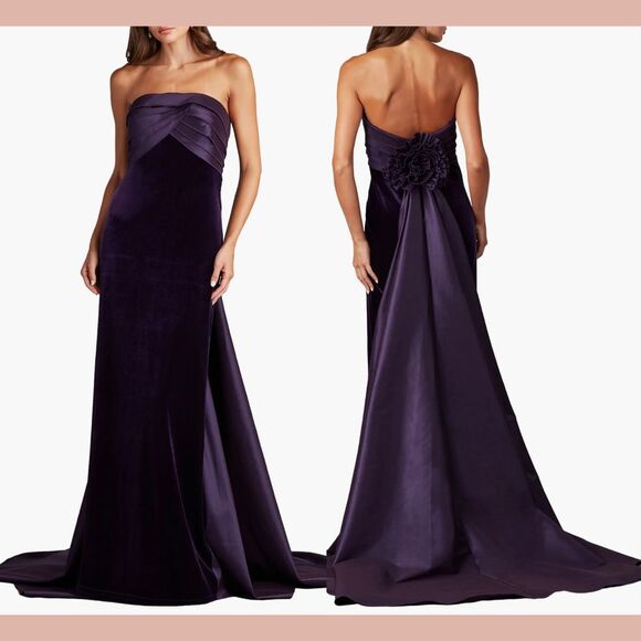 Tadashi Shoji Dresses & Skirts - NWT $588‎ Tadashi Shoji [ 12 ] Conley Strapless Velvet Taffeta Gown Plum putple